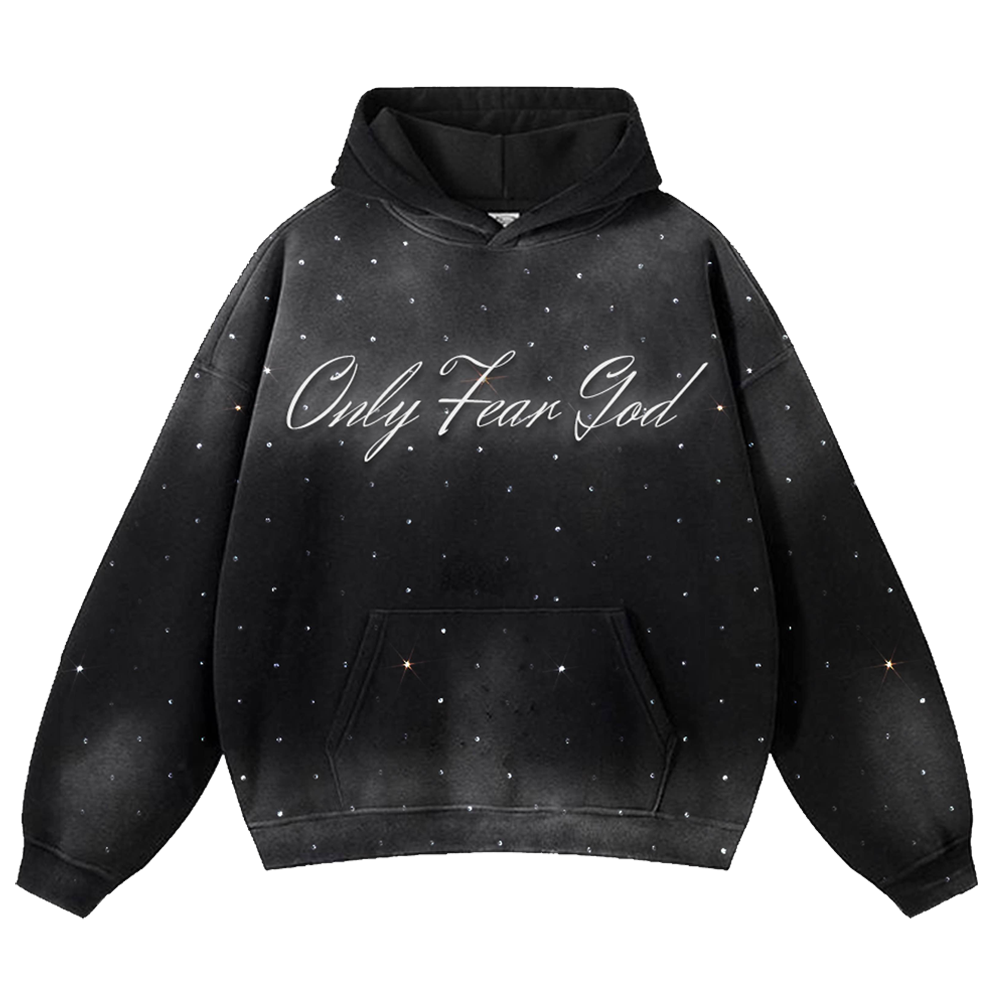 "Only Fear God" Rhinestone Hoodie