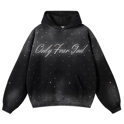 "Only Fear God" Rhinestone Hoodie