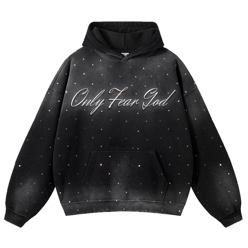 "Only Fear God" Rhinestone Hoodie
